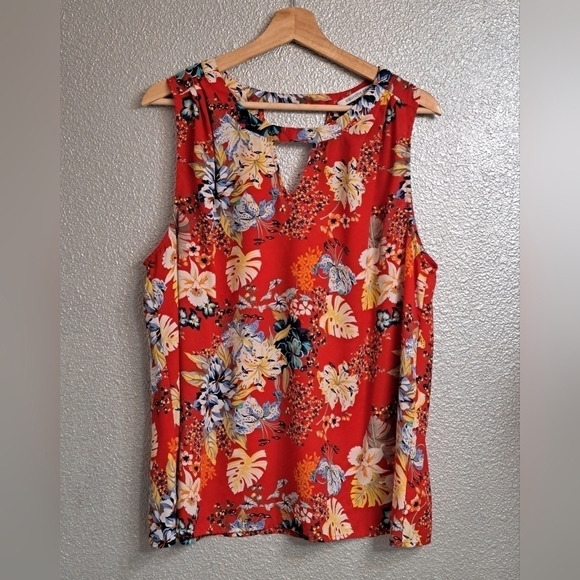 Collective Concepts Floral Blouse With Keyholes Size XXL - Picture 1 of 6